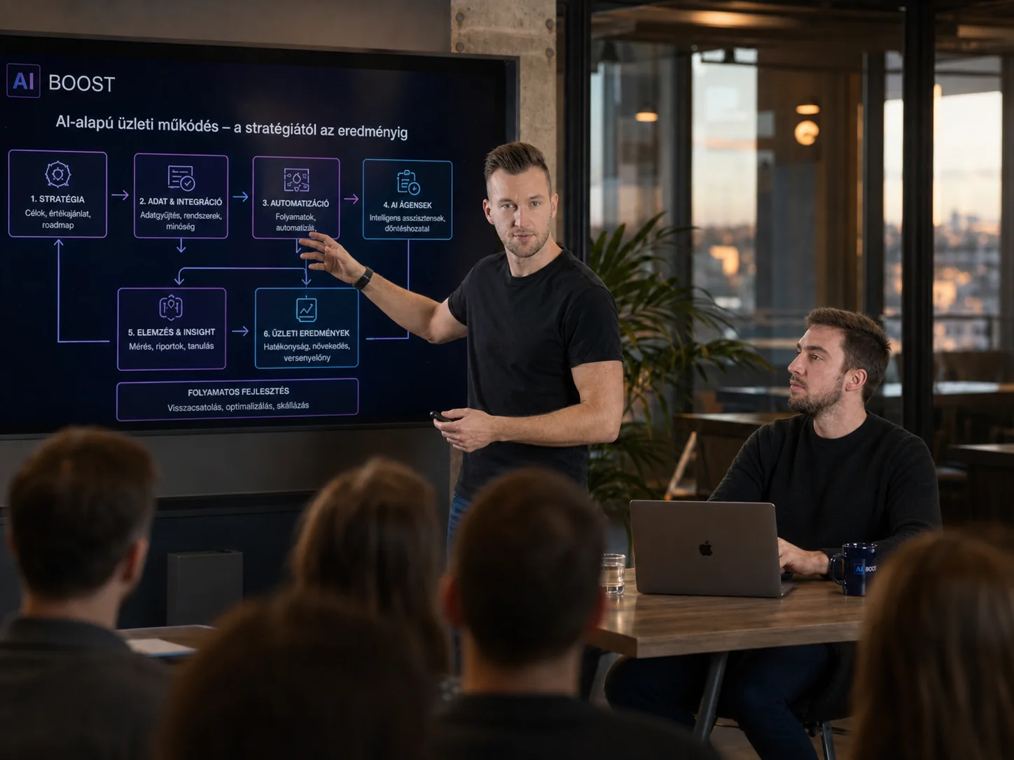 Balogh Dávid és Balogh Bálint, az AI Boost alapítói workshop közben
